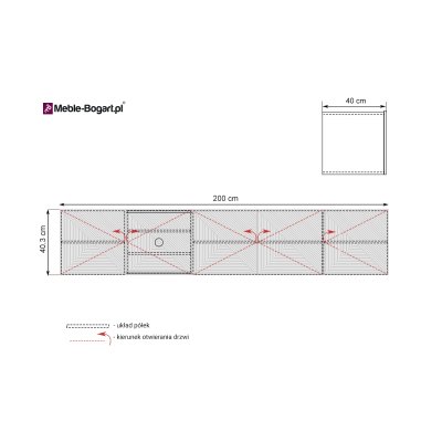 Asha - Szafka RTV 5D 200 cm wisząca