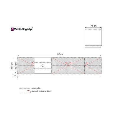 Asha - Szafka RTV 5D z wnęką 200 cm na cokole