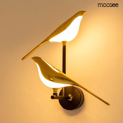 MOOSEE lampa ścienna BIRD TWIN złota