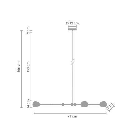 Lampa wisząca ASTRONOMY-3 czarna 175 cm