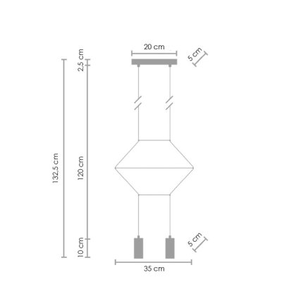 Lampa wisząca LINEA-2 czarna 35 cm