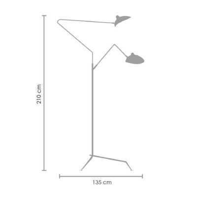 Lampa podłogowa CRANE-3F czarna 210 cm