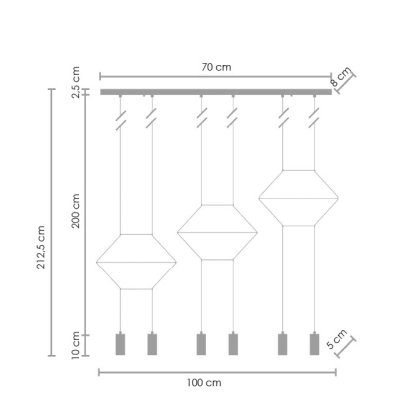 Lampa wisząca LINEA-6 LONG czarna 100 cm