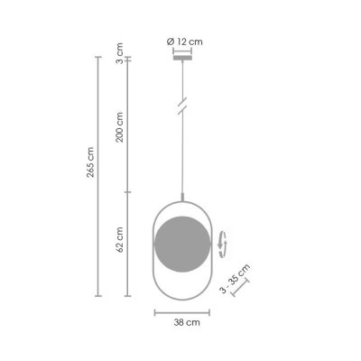 Lampa wisząca ELIPSE L LED czarna 65 cm