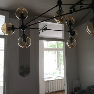 Lampa wisząca ASTRIFERO-15 transparentno czarna 110 cm