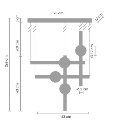 Lampa wisząca O-LINE S-4 LED mosiądz 79 cm