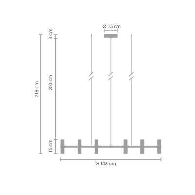 Lampa wisząca CANDLES-12B czarna 106 cm