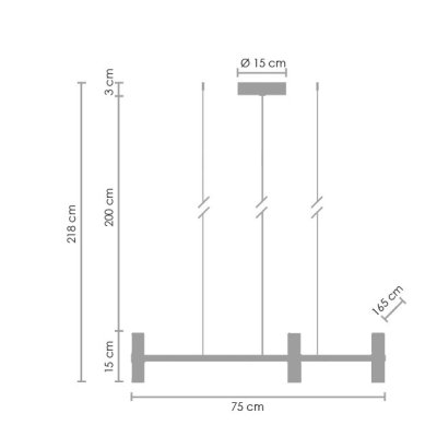 Lampa wisząca CANDLES-10 czarna 165 cm