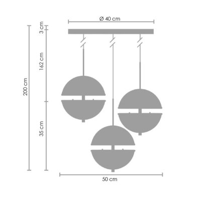 Lampa wisząca SFERA-3 LED złota 50 cm