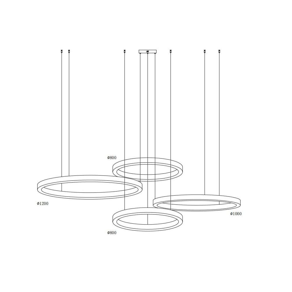 Lampa wisząca CIRCLE 80+80+100+120 LED nikiel na 1 podsufitce