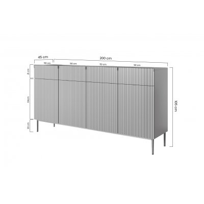Nicole II - Komoda 200 z czarnymi nogami