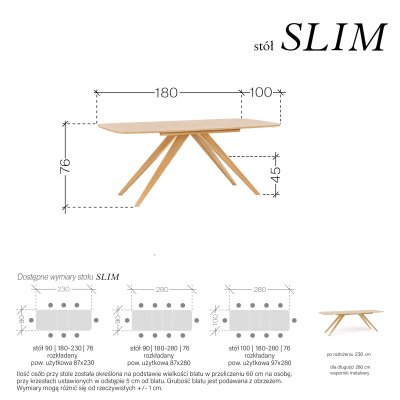 Slim - Stół rozkładany (90x180(230))