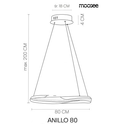 MOOSEE lampa wisząca ANILLO 80 czarny     chrom