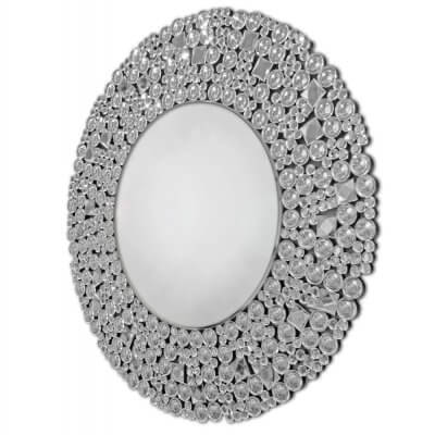 Liv - okrągłe lustro dekoracyjne w kryształowiej ramie lustrzanej